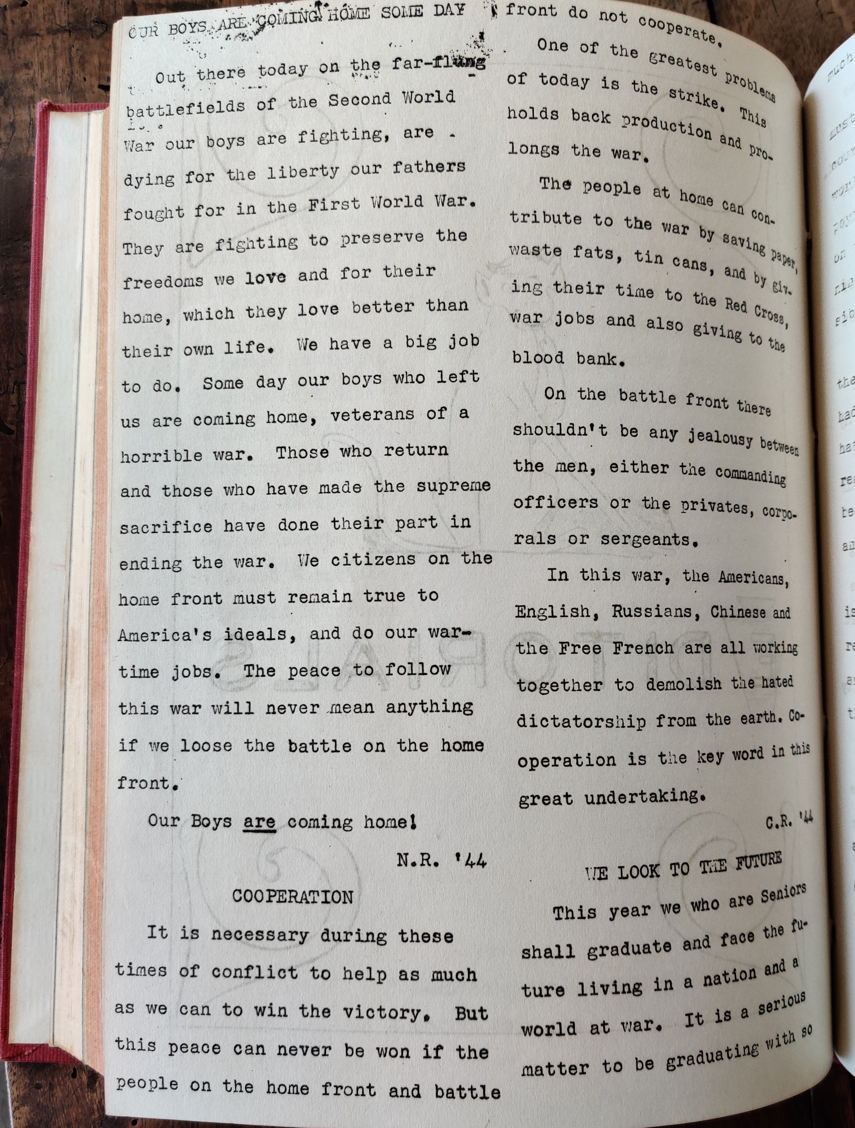 Schoolchildren in Islesboro write about the war, c. 1943.